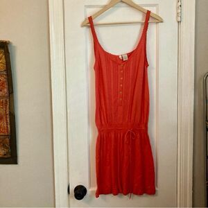 Moth by Anthropologie 100% Cotton Knit Mini Dress Coral Pink Size Medium